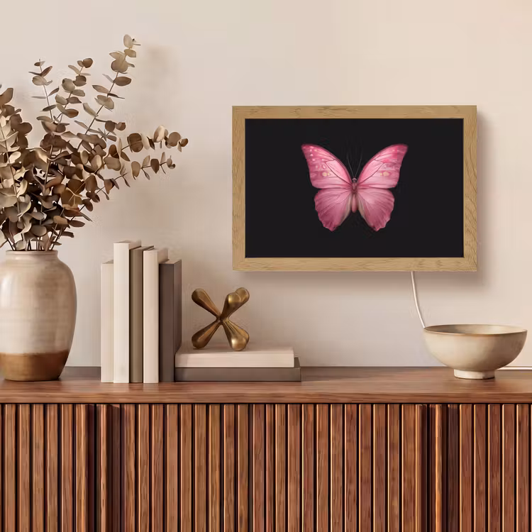 Vlinder - roze - Elegant Light Box met kabel (Tafellamp) klein -sfeer2