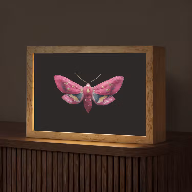 Vlinder - Roze - Nachtvlinder Light Box met kabel (Tafellamp) klein -z3d_website