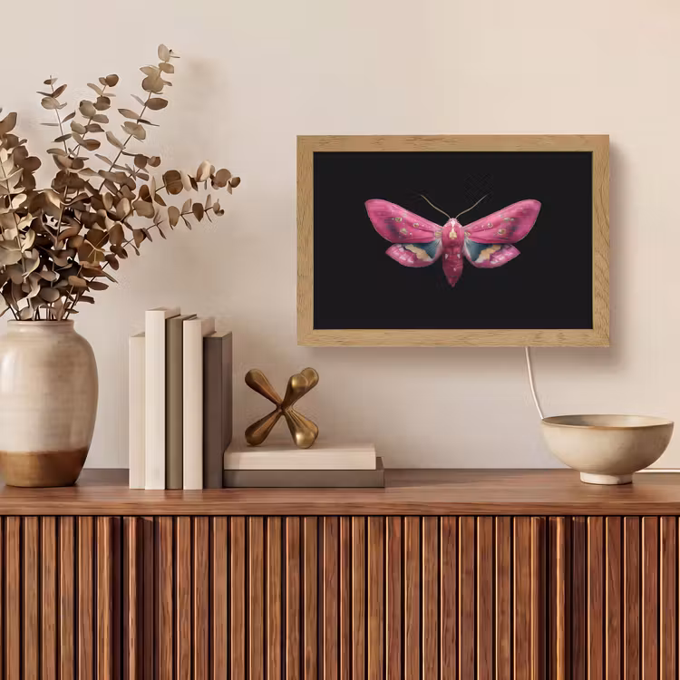 Vlinder - Roze - Nachtvlinder Light Box met kabel (Tafellamp) klein -sfeer2