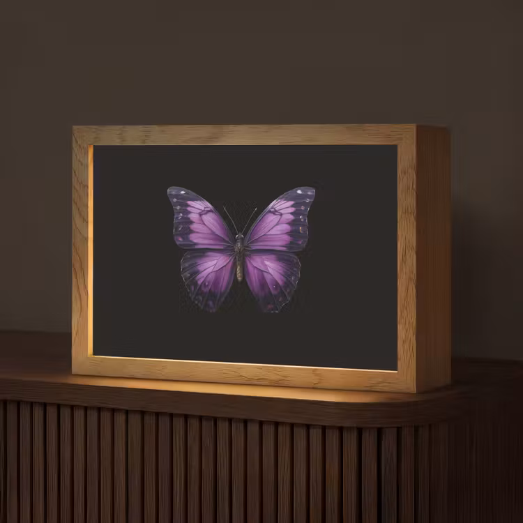 Vlinder - Paars - Levendig Light Box met kabel (Tafellamp) klein -z3d_website