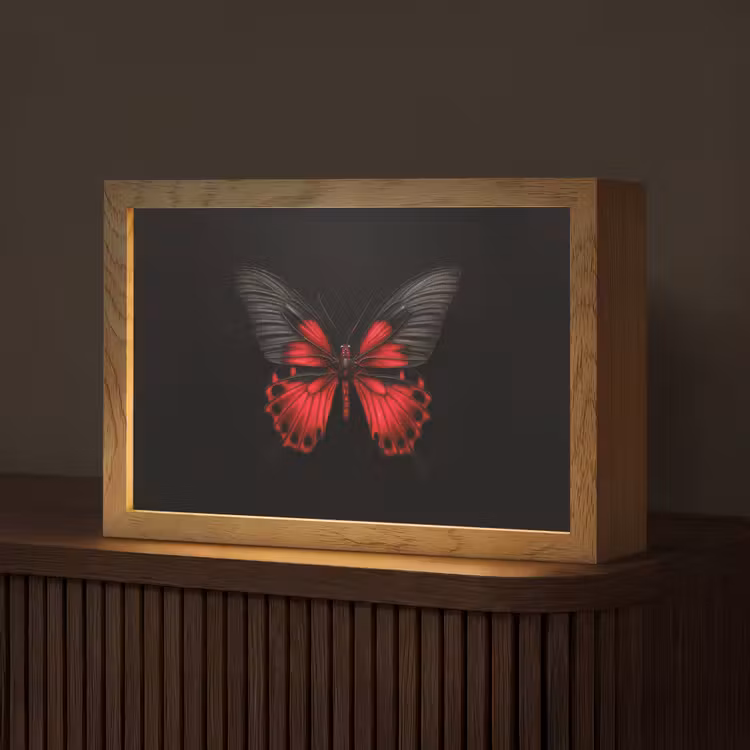 Vlinder - Rood - Contrast Light Box met kabel (Tafellamp) klein -z3d_website