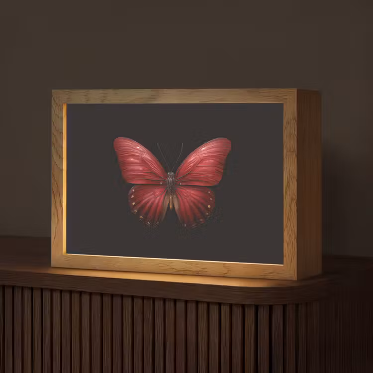 Vlinder - Rood - Minimalistisch Light Box met kabel (Tafellamp) klein -z3d_website