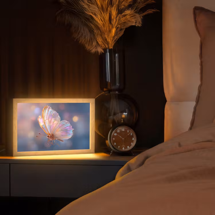 Vlinder - Vleugels - Pastel - Glinstering Light Box met kabel (Tafellamp) klein -sfeer1