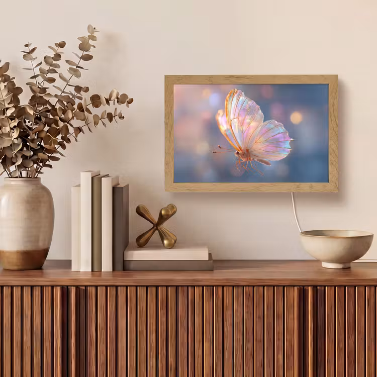 Vlinder - Vleugels - Pastel - Glinstering Light Box met kabel (Tafellamp) klein -sfeer2