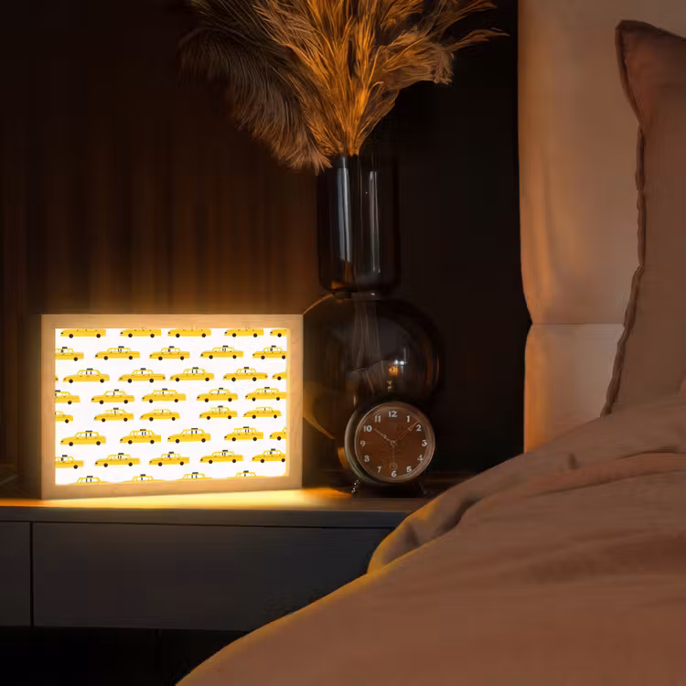 Taxi - Iconisch - Geel Light Box met kabel (Tafellamp) klein 924 -sfeer1