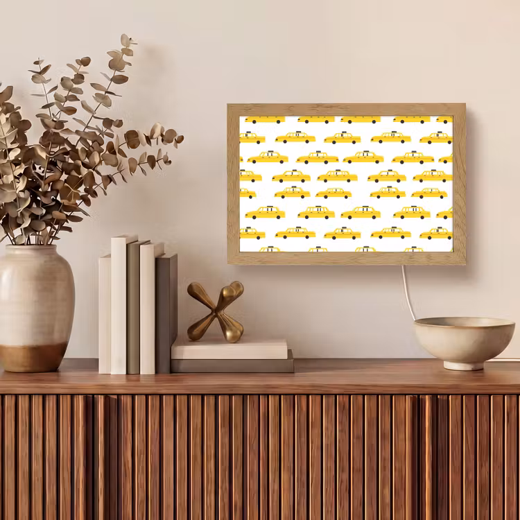 Taxi - Iconisch - Geel Light Box met kabel (Tafellamp) klein 924 -sfeer2