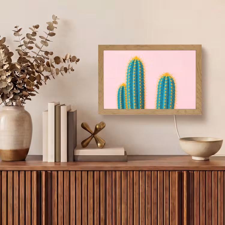 Cactussen - Modern - Pastel Light Box met kabel (Tafellamp) klein -sfeer2