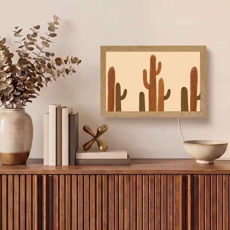 Cactus - Woestijn - Zand - Bruin Light Box met kabel (Tafellamp) klein -sfeer2