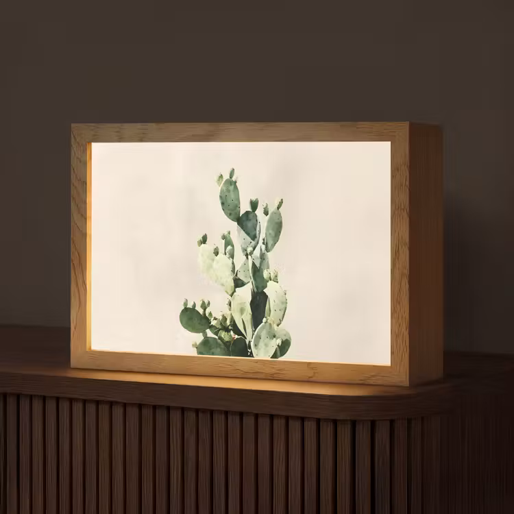 Cactus - Groen - Minimalistisch Light Box met kabel (Tafellamp) klein -z3d_website
