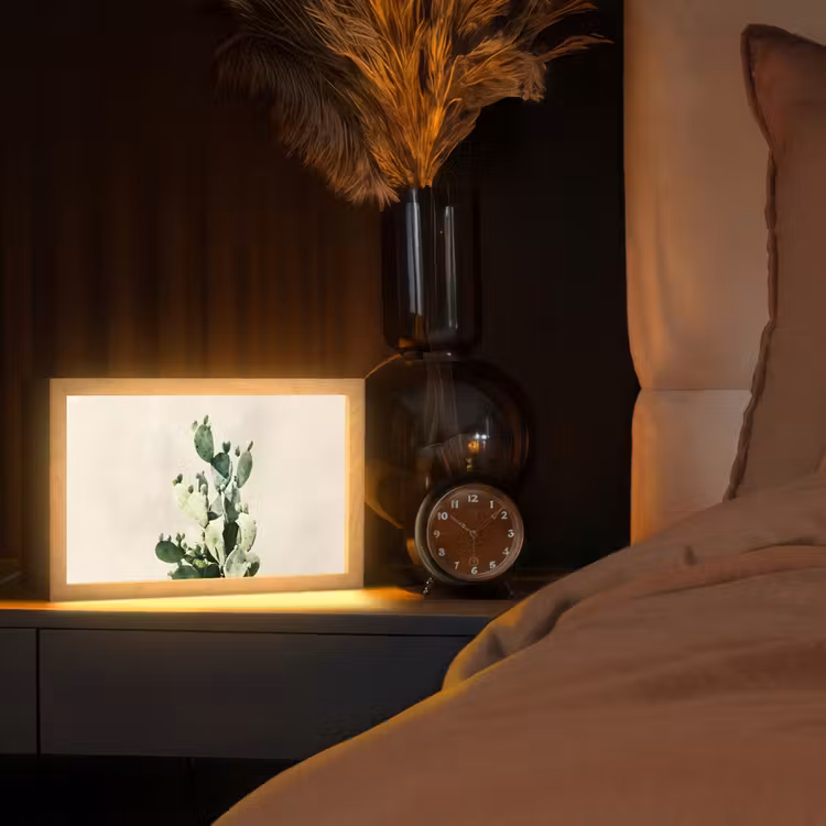 Cactus - Groen - Minimalistisch Light Box met kabel (Tafellamp) klein -sfeer1