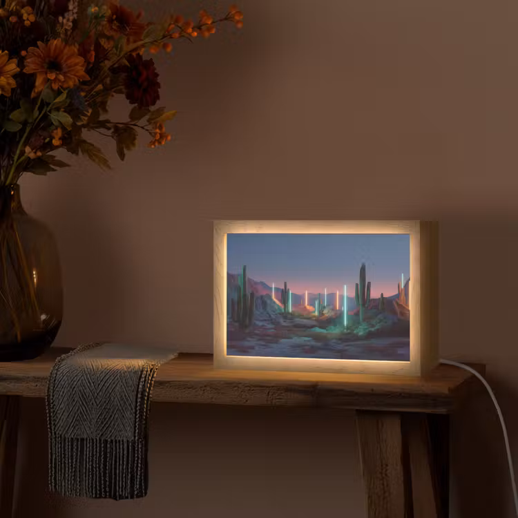 Cactus - Lichtzuilen - Zonsondergang Light Box met kabel (Tafellamp) klein -sfeer4