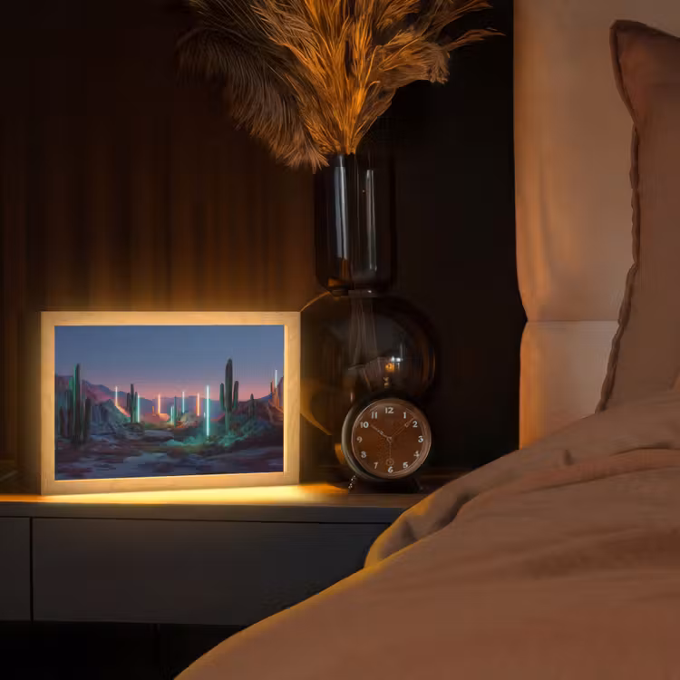 Cactus - Lichtzuilen - Zonsondergang Light Box met kabel (Tafellamp) klein -sfeer1
