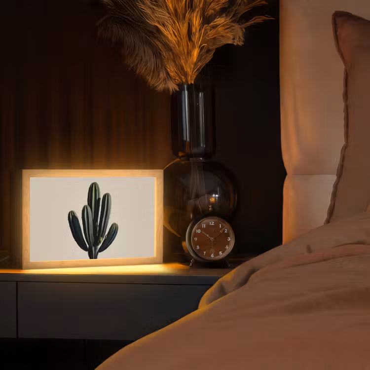 Cactus - Subtiel - Groen Light Box met kabel (Tafellamp) klein -sfeer1