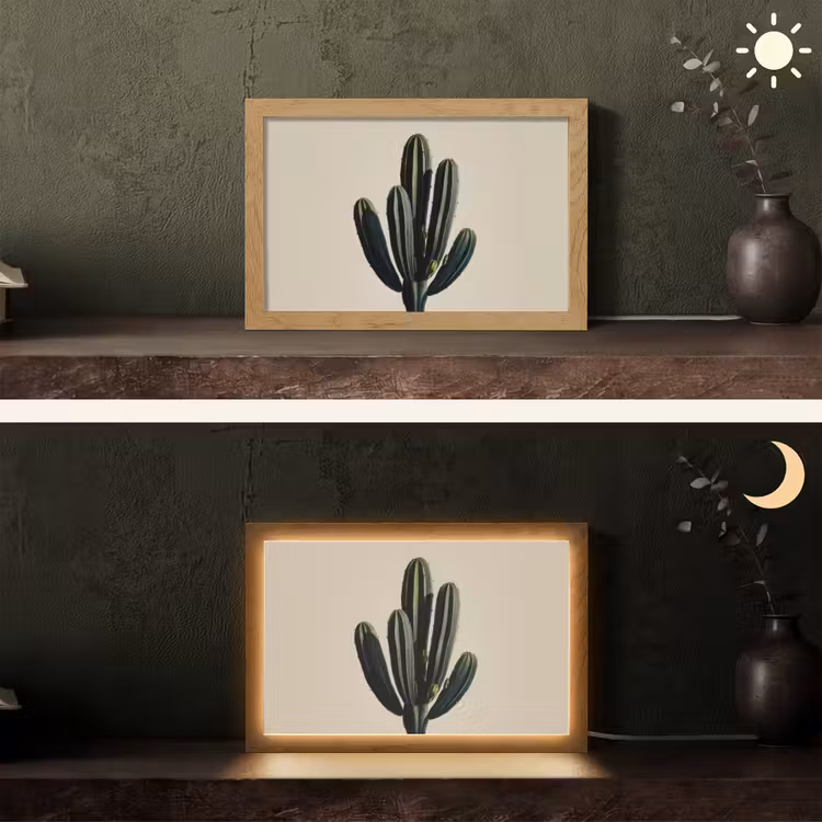 Cactus - Subtiel - Groen Light Box met kabel (Tafellamp) klein -sfeer3