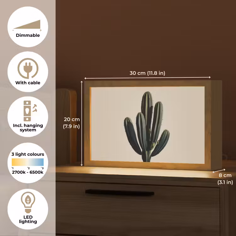 Cactus - Subtiel - Groen Light Box met kabel (Tafellamp) klein -USP_EN