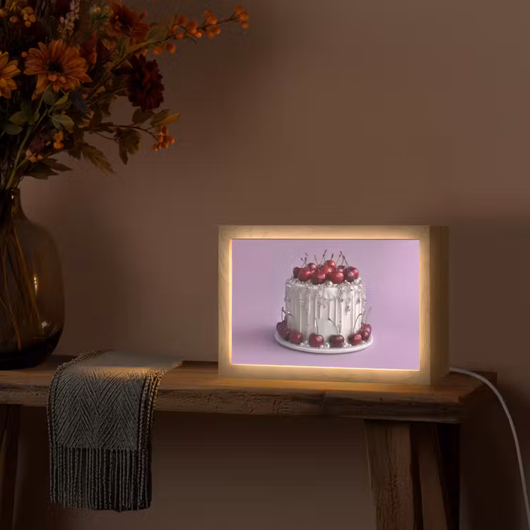 Taart - Kersen - Juwelen - Rood Light Box met kabel (Tafellamp) klein -sfeer4