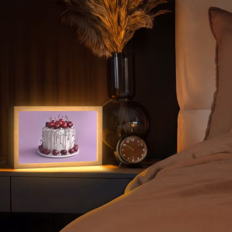 Taart - Kersen - Juwelen - Rood Light Box met kabel (Tafellamp) klein -sfeer1