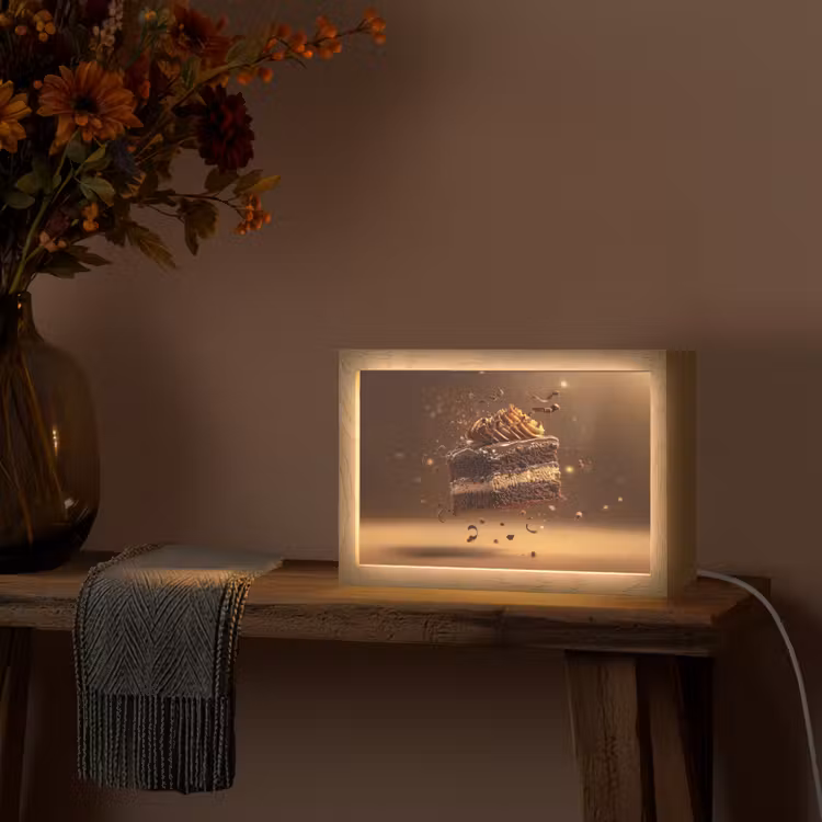 Taart - Chocolade - Eten - Brownie Light Box met kabel (Tafellamp) klein -sfeer4