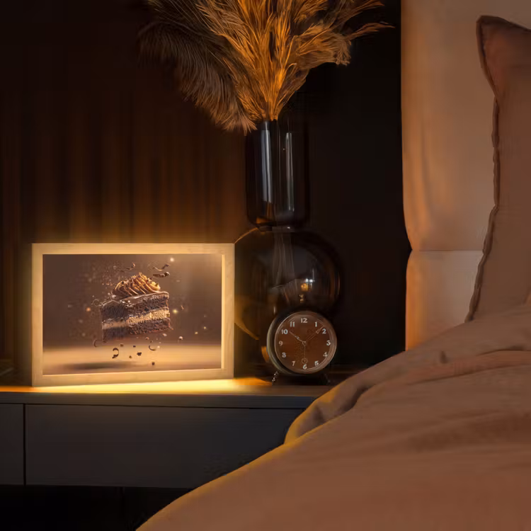 Taart - Chocolade - Eten - Brownie Light Box met kabel (Tafellamp) klein -sfeer1
