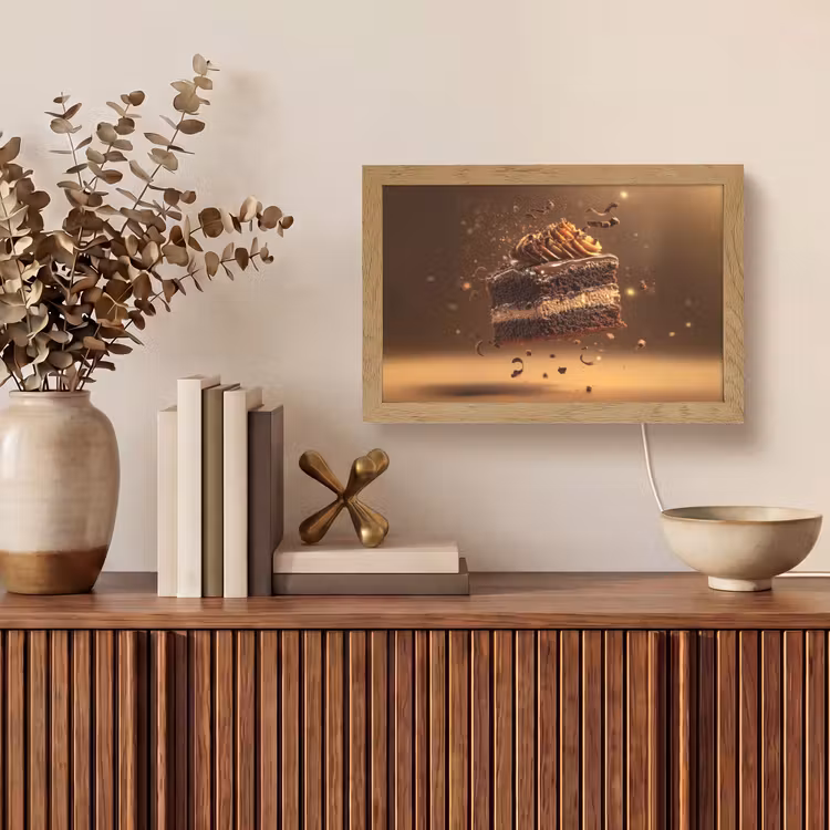 Taart - Chocolade - Eten - Brownie Light Box met kabel (Tafellamp) klein -sfeer2