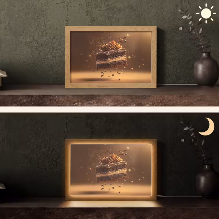 Taart - Chocolade - Eten - Brownie Light Box met kabel (Tafellamp) klein -sfeer3