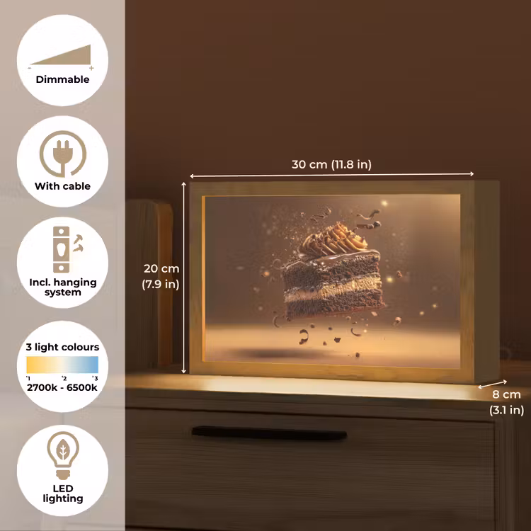 Taart - Chocolade - Eten - Brownie Light Box met kabel (Tafellamp) klein -USP_EN