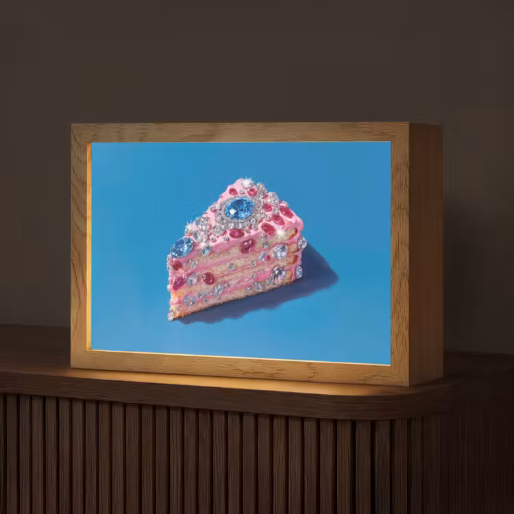 Taart - Edelstenen - Glitters - Roze Light Box met kabel (Tafellamp) klein -z3d_website