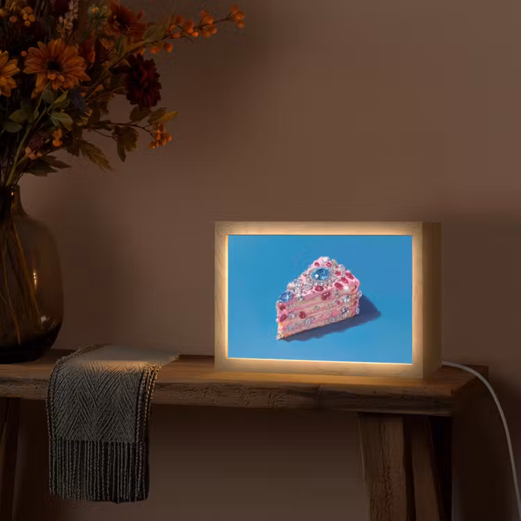 Taart - Edelstenen - Glitters - Roze Light Box met kabel (Tafellamp) klein -sfeer4