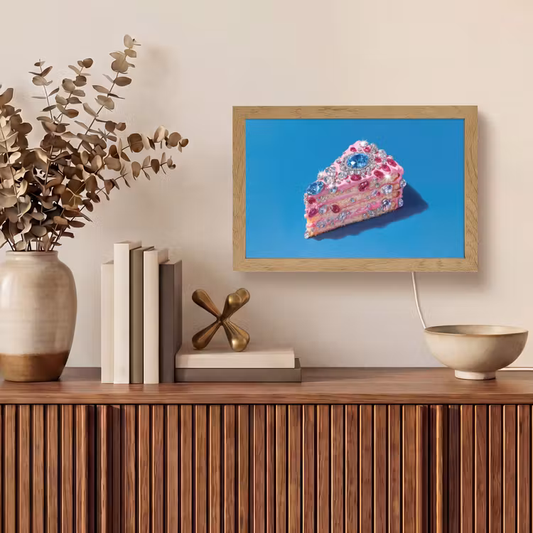 Taart - Edelstenen - Glitters - Roze Light Box met kabel (Tafellamp) klein -sfeer2
