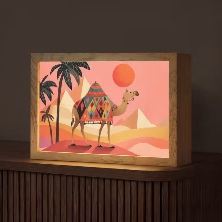 Kameel - Pyramides - Rode zon Light Box met kabel (Tafellamp) klein -z3d_website