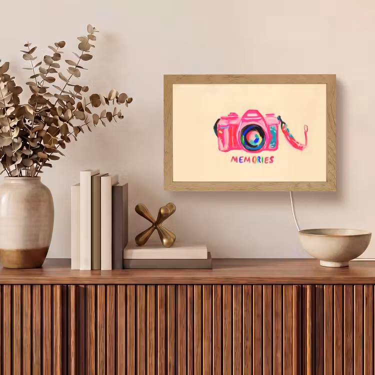 Camera - Memories - Roze - Geschilderd Light Box met kabel (Tafellamp) klein -sfeer2