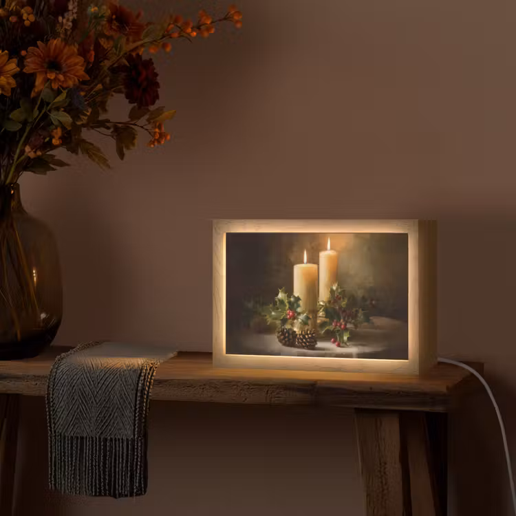 Kaarslicht - Kerst - Veelkleurig Light Box met kabel (Tafellamp) klein -sfeer4