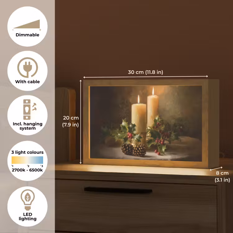 Kaarslicht - Kerst - Veelkleurig Light Box met kabel (Tafellamp) klein -USP_EN