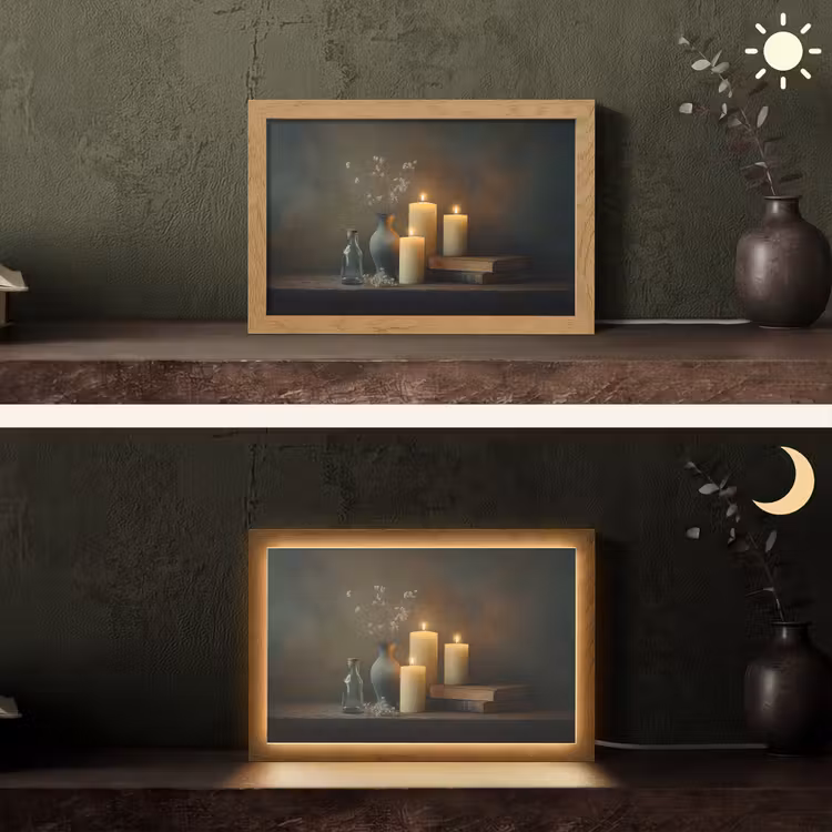 Kaarsen - Stilleven - Rustiek - Boeken Light Box met kabel (Tafellamp) klein -sfeer3