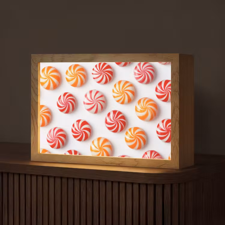 Snoep - Patroon - Rood - Oranje Light Box met kabel (Tafellamp) klein -z3d_website
