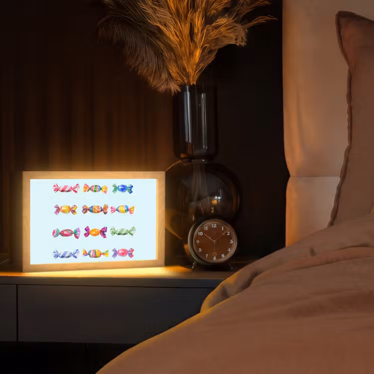 Snoepjes - Realistisch - Kleurrijk Light Box met kabel (Tafellamp) klein -sfeer1