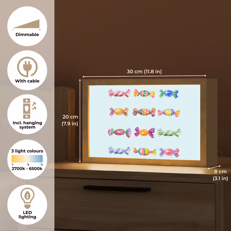 Snoepjes - Realistisch - Kleurrijk Light Box met kabel (Tafellamp) klein -USP_EN