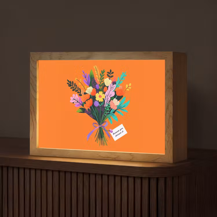 Kaartje - Boeket - Bloemen Light Box met kabel (Tafellamp) klein -z3d_website