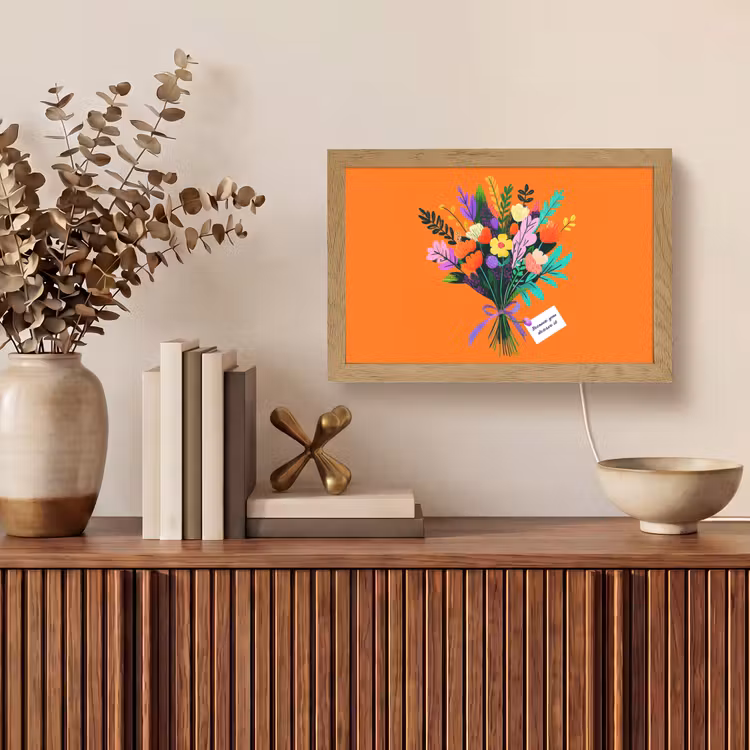 Kaartje - Boeket - Bloemen Light Box met kabel (Tafellamp) klein -sfeer2