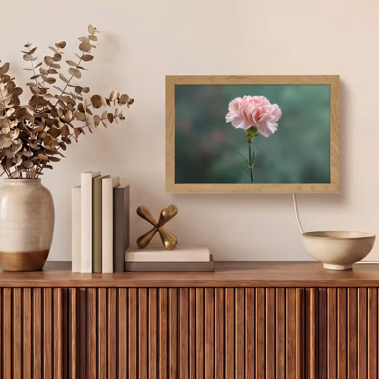 Anjer - Roze - Bloemblaadjes Light Box met kabel (Tafellamp) klein -sfeer2