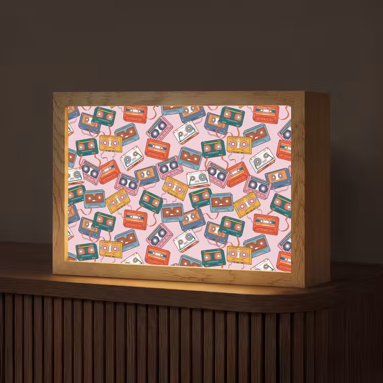Cassette - Patroon - Roze Light Box met kabel (Tafellamp) klein 924 -z3d_website
