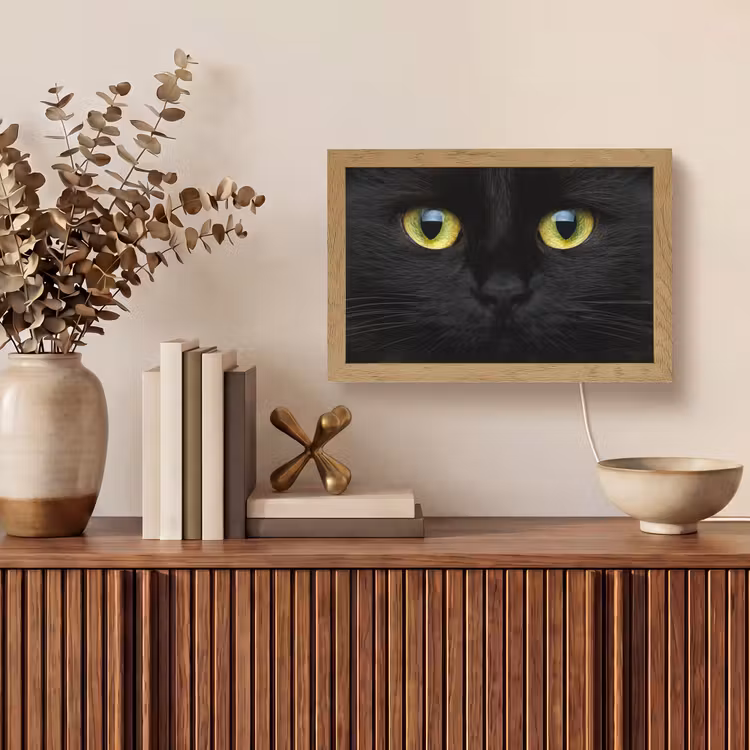 Kat - Zwart - Dieren - Natuur Light Box met kabel (Tafellamp) klein -sfeer2