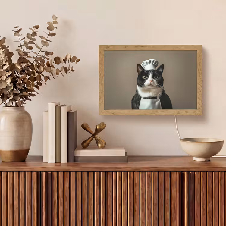 Kat - Kokskleding - Zwart - Wit Light Box met kabel (Tafellamp) klein -sfeer2