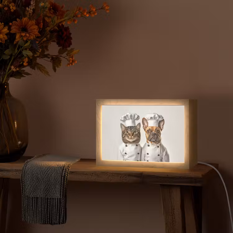 Kat - Hond - Kokskleding Light Box met kabel (Tafellamp) klein -sfeer4