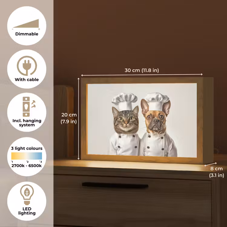 Kat - Hond - Kokskleding Light Box met kabel (Tafellamp) klein -USP_EN