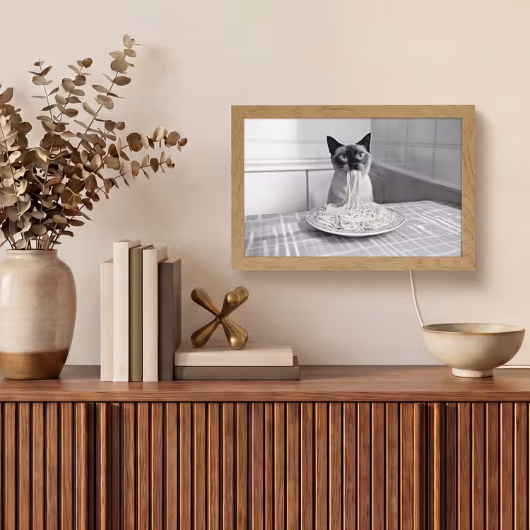 Kat - Siamees - Zwart Wit - Schattig - Dieren Light Box met kabel (Tafellamp) klein -sfeer2