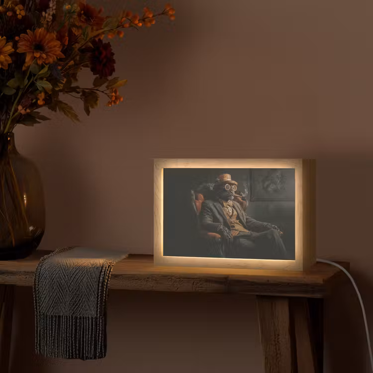 Kat - Pak - Oranje - Sigaar Light Box met kabel (Tafellamp) klein -sfeer4