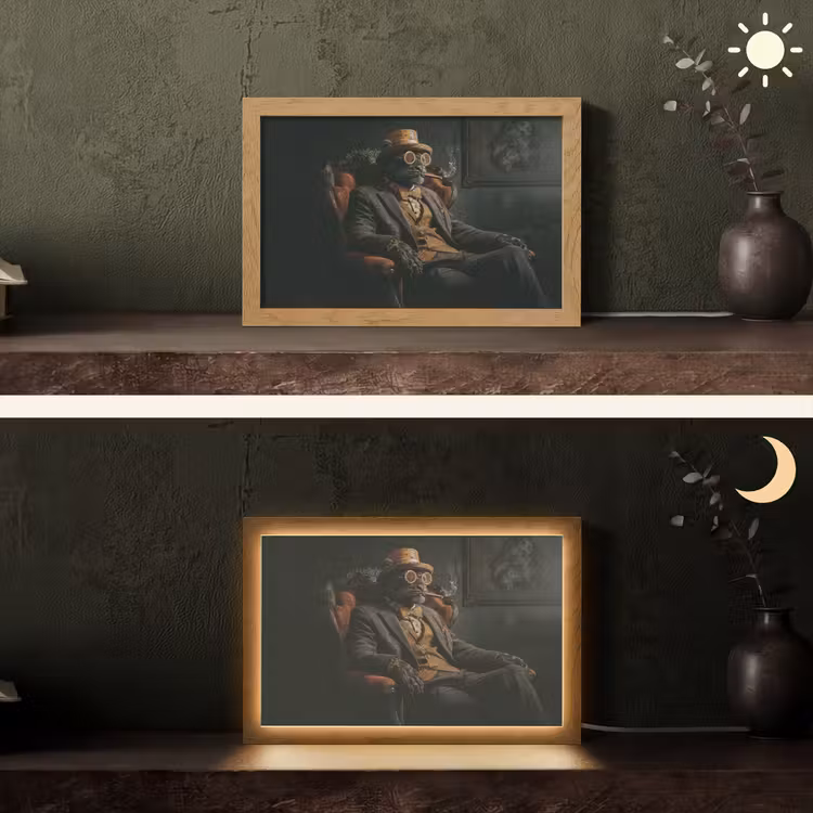 Kat - Pak - Oranje - Sigaar Light Box met kabel (Tafellamp) klein -sfeer3