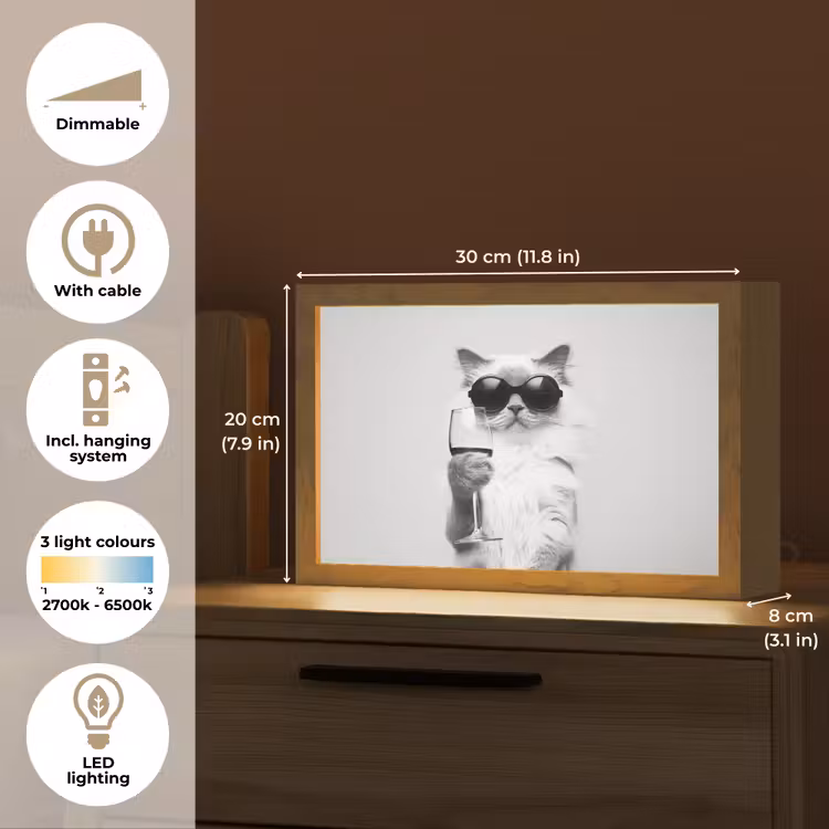 Kat - Zonnebril - Wijnglas - Langharig Light Box met kabel (Tafellamp) klein -USP_EN