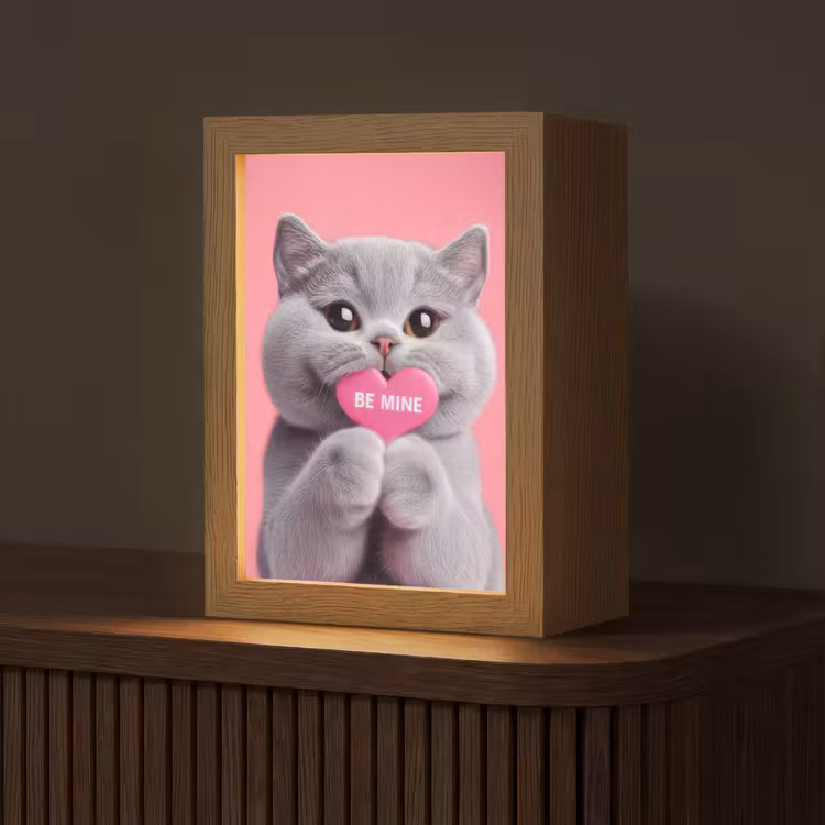 Kat - Valentijn - Roze - Liefde Light Box met kabel (Tafellamp) klein -z3d_website